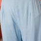 InWeave Pastel Blue Solid V Neck Kurta Pant Set - Swadesiicart