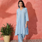 InWeave Pastel Blue Solid V Neck Kurta Pant Set - Swadesiicart