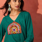 InWeave Teal Triangle Patch Kurta Set - Swadesiicart