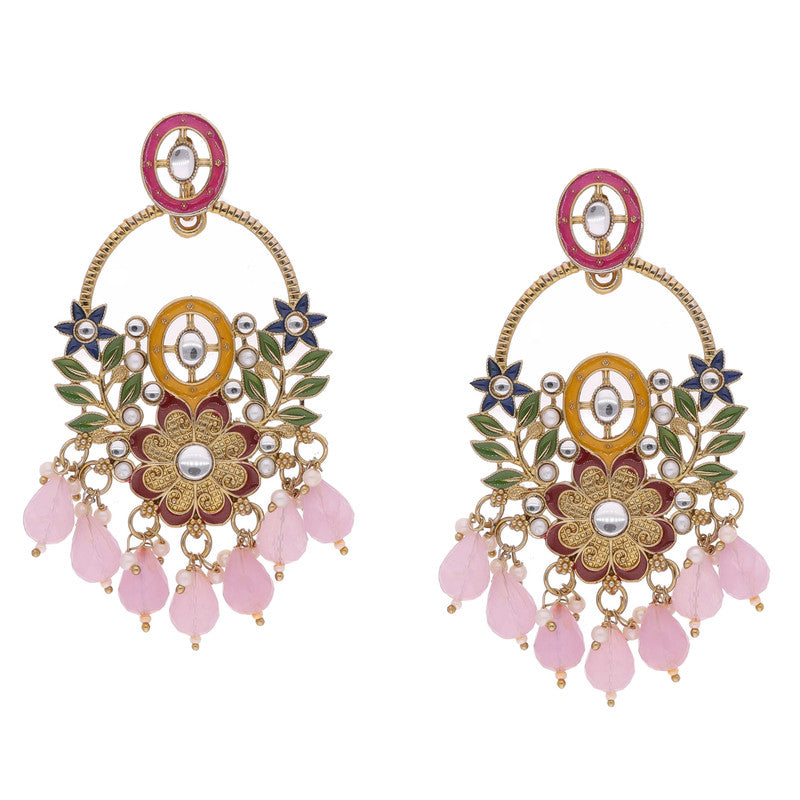 Tehzeeb Creations Purple Beads Multi Colour Earrings | Swadesiicart