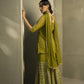 Juniper Green Georgette Festive Embroidered Printed Straight Skd For Women | Swadesiicart
