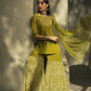 Juniper Green Georgette Festive Embroidered Printed Straight Skd For Women | Swadesiicart