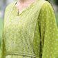 Indian Clothing Juniper Green Georgette Festive Bandhej Printed Straight Kaftan For Women | Swadesiicart