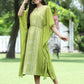 Indian Clothing Juniper Green Georgette Festive Bandhej Printed Straight Kaftan For Women | Swadesiicart