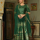 Juniper Green Santoon Slub Festive Foil Printed Straight Lehnga Choli Set For Women | Swadesiicart