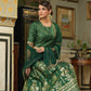 Juniper Green Santoon Slub Festive Foil Printed Straight Lehnga Choli Set For Women | Swadesiicart