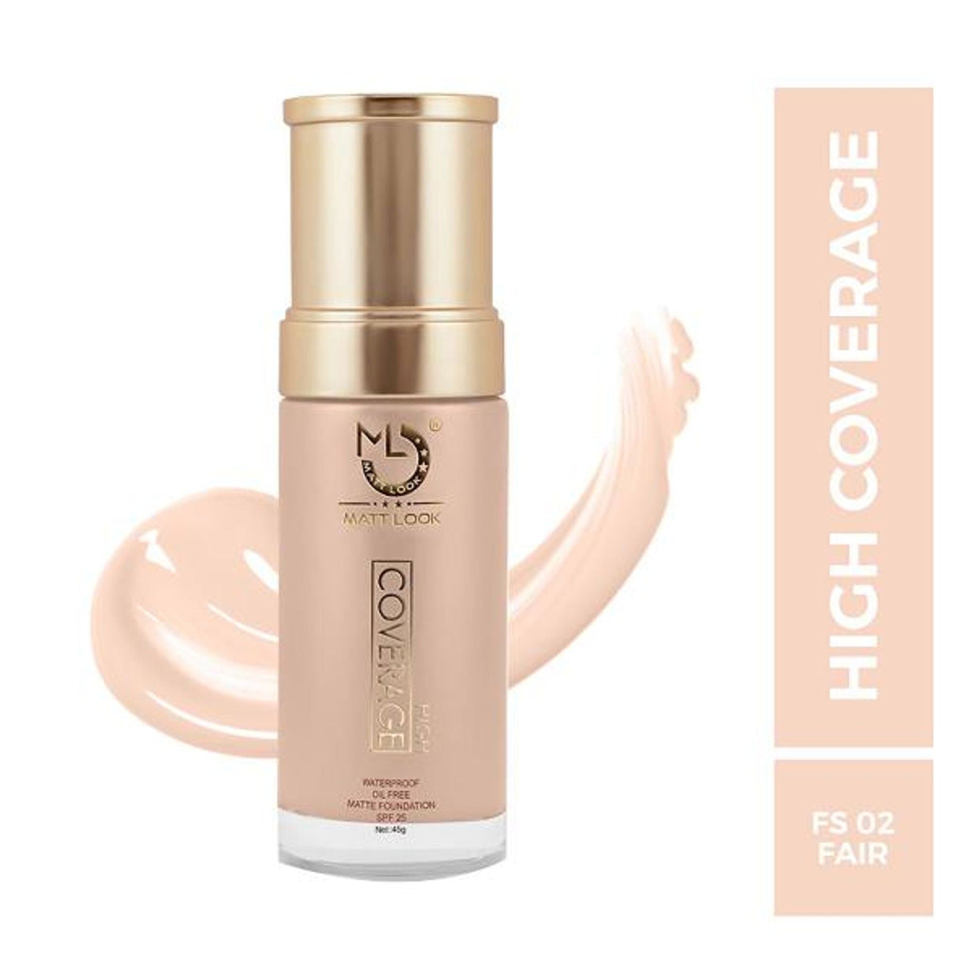 Matt Look High Coverage Waterproof Oil Free Matte SPF 25 Foundation - Fair - Swadesiicart