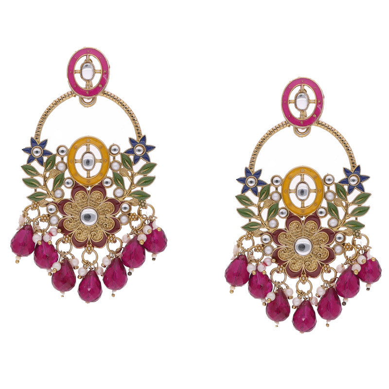 Tehzeeb Creations Pink Beads Multi Colour Earrings | Swadesiicart