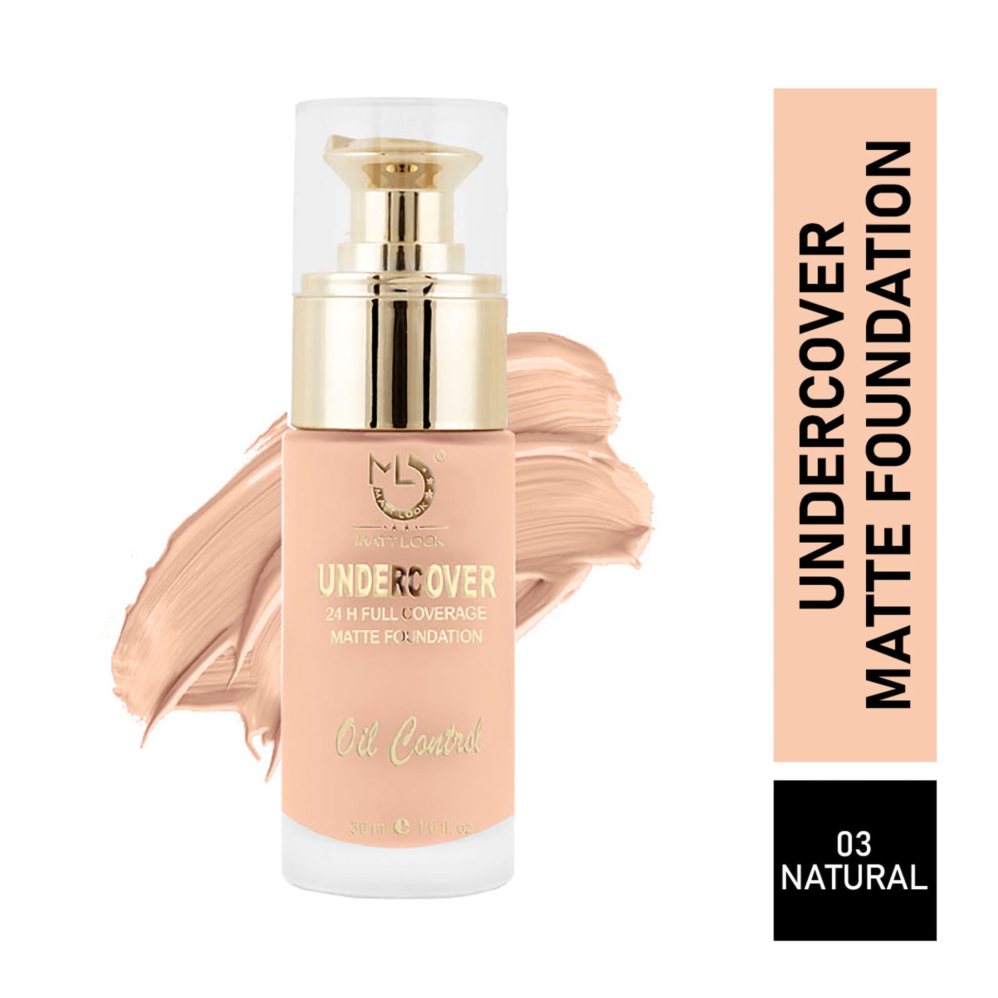 Matt Look Undercover 24Hr Full Coverage & Oil Control Matte Foundation - Natural - Swadesiicart