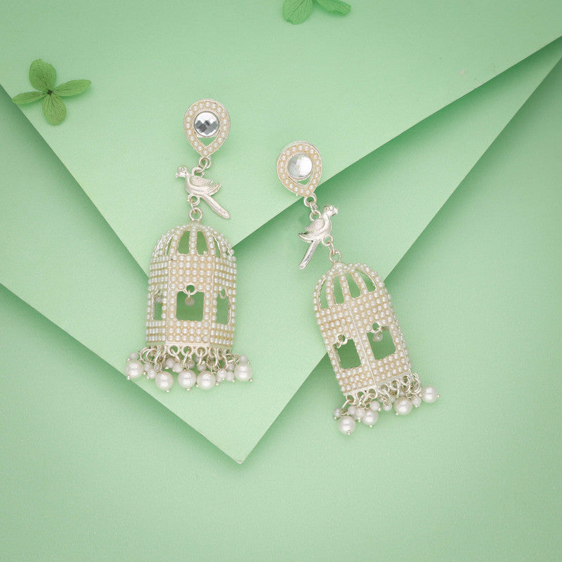 Tehzeeb Creations Gold-Polished Parrot Design Earrings | Swadesiicart