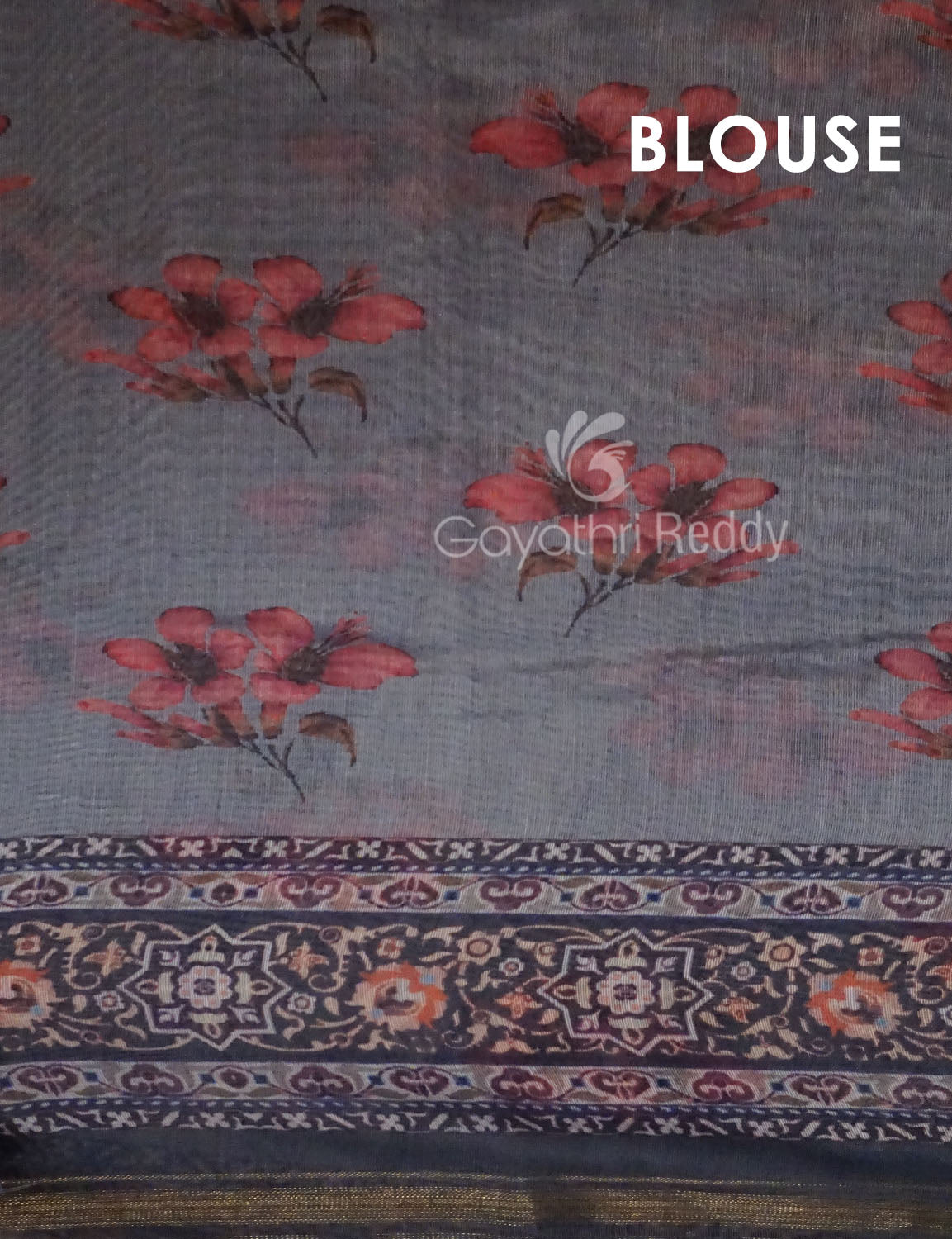 Off White Colour Printed Semi Chanderi Design Saree By Gayathri Reddy Designer Studio | Swadesiicart