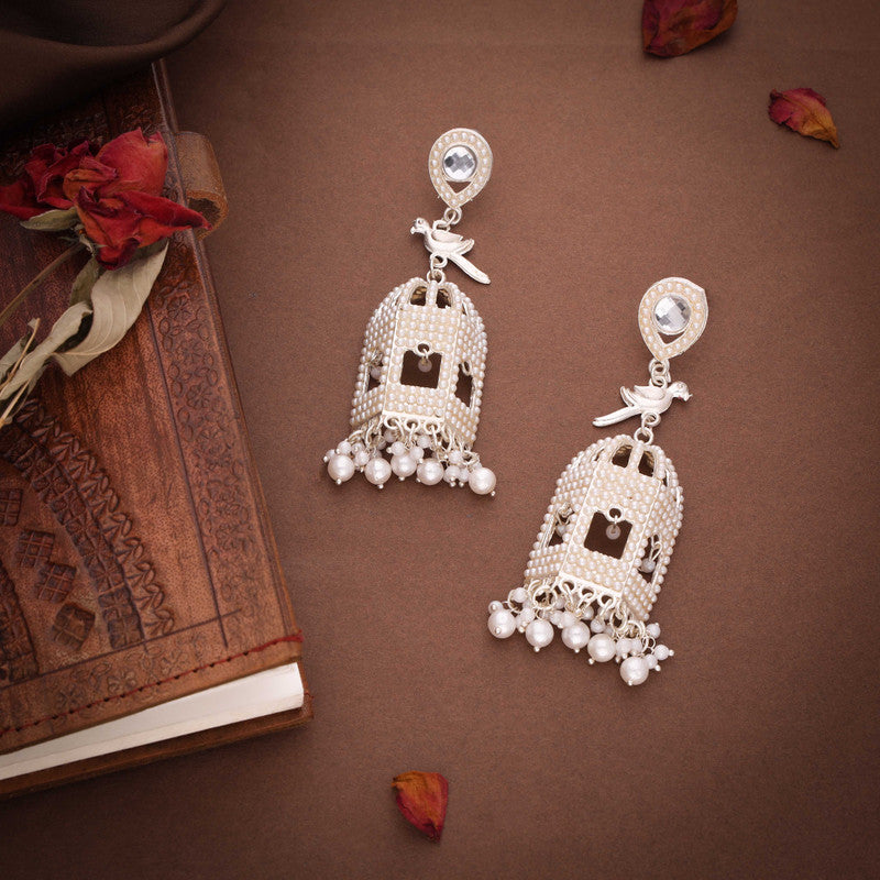 Tehzeeb Creations Gold-Polished Parrot Design Earrings | Swadesiicart
