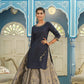 Juniper Women's Blue Solid Kurta Printed Brocade Skirt Festive Wear Lehenga Choli Sets | Swadesiicart