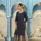 Juniper Women's Blue Solid Kurta Printed Brocade Skirt Festive Wear Lehenga Choli Sets | Swadesiicart