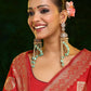 Ruby Raang 22k Gold Polished Diamond And Stone Jhumka Earrings | Swadesiicart