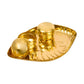 Spillbox Gold-toned Textured Brass Sangu Thali With 2 Pieces Bowl Pooja Essential | Swadesiicart