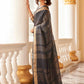 Tikhi Imli Charcoal & Gold-Toned Polycotton Zari Ready to Wear Saree | Swadesiicart
