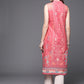 Biba Women Pink Pure Cotton Ethnic Motifs Printed V-Neck Sleeveless Kurta - Swadesiicart