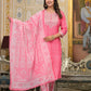 Partywear Designer Pink Cotton Stitched Suit With Dupatta - Tanisha | Swadesiicart