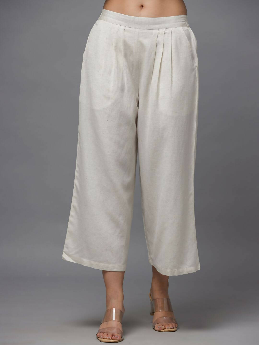 Juniper Women's Natural Solid Wide Leg Palazzo | Swadesiicart