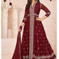 Anaita Maroon Embroidered Faux Georgette Anarkali Suit