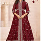 Anaita Maroon Embroidered Faux Georgette Anarkali Suit
