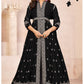 Anaita Black Embroidered Faux Georgette Anarkali Suit