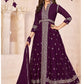 Anaita Wine Embroidered Faux Georgette Anarkali Suit