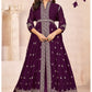 Anaita Wine Embroidered Faux Georgette Anarkali Suit