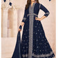 Anaita Navy Blue Embroidered Faux Georgette Anarkali Suit