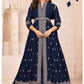 Anaita Navy Blue Embroidered Faux Georgette Anarkali Suit