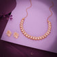 Tehzeeb Creationss Rose Gold Polish Baby Pink Colour Necklace With Pair Of Earrings - Swadesiicart