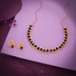 Tehzeeb Creationss Rose Gold Polish Black Colour Necklace With Pair Of Earrings - Swadesiicart