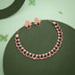 Tehzeeb Creationss Rose Gold Polish Black Colour Necklace With Pair Of Earrings - Swadesiicart