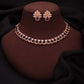 Tehzeeb Creationss Rose Gold Polish Black Colour Necklace With Pair Of Earrings - Swadesiicart