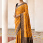 Joban Fashion Yellow Crepe Chiffon Pure Handloom Banarasi Silk Saree | Swadesiicart
