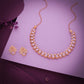 Tehzeeb Creationss Rose Gold Polish Lavender Colour Necklace With Pair Of Earrings - Swadesiicart