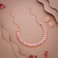 Tehzeeb Creationss Rose Gold Polish Lavender Colour Necklace With Pair Of Earrings - Swadesiicart