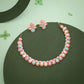 Tehzeeb Creationss Rose Gold Polish Multi Colour Necklace With Pair Of Earrings - Swadesiicart