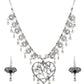 Cardinal Women Silver-Toned Oxidised Stone Studded & Beaded Heart Shaped Jewellery Set - Swadesiicart