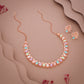 Tehzeeb Creationss Rose Gold Polish Multi Colour Necklace With Pair Of Earrings - Swadesiicart