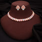 Tehzeeb Creationss Rose Gold Polish Multi Colour Necklace With Pair Of Earrings - Swadesiicart