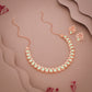 Tehzeeb Creationss Rose Gold Polish Sea Green Colour Necklace With Pair Of Earrings - Swadesiicart