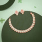 Tehzeeb Creationss Rose Gold Polish Sea Green Colour Necklace With Pair Of Earrings - Swadesiicart