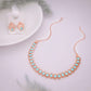 Tehzeeb Creationss Rose Gold Polish Sky Blue Colour Necklace With Pair Of Earrings - Swadesiicart