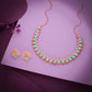 Tehzeeb Creationss Rose Gold Polish Sky Blue Colour Necklace With Pair Of Earrings - Swadesiicart