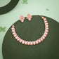 Tehzeeb Creationss Rose Gold Polish White Colour Necklace With Pair Of Earrings - Swadesiicart