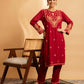 HOUSE OF KARI Floral Embroidered Chikankari Kurta With Palazzos | Swadesiicart