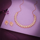 Tehzeeb Creationss Rose Gold Polish White Colour Necklace With Pair Of Earrings - Swadesiicart