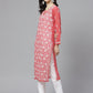 ADA Women Pink & White Chikankari Embroidered Sustainable Handloom Kurta with Trousers | Swadesiicart